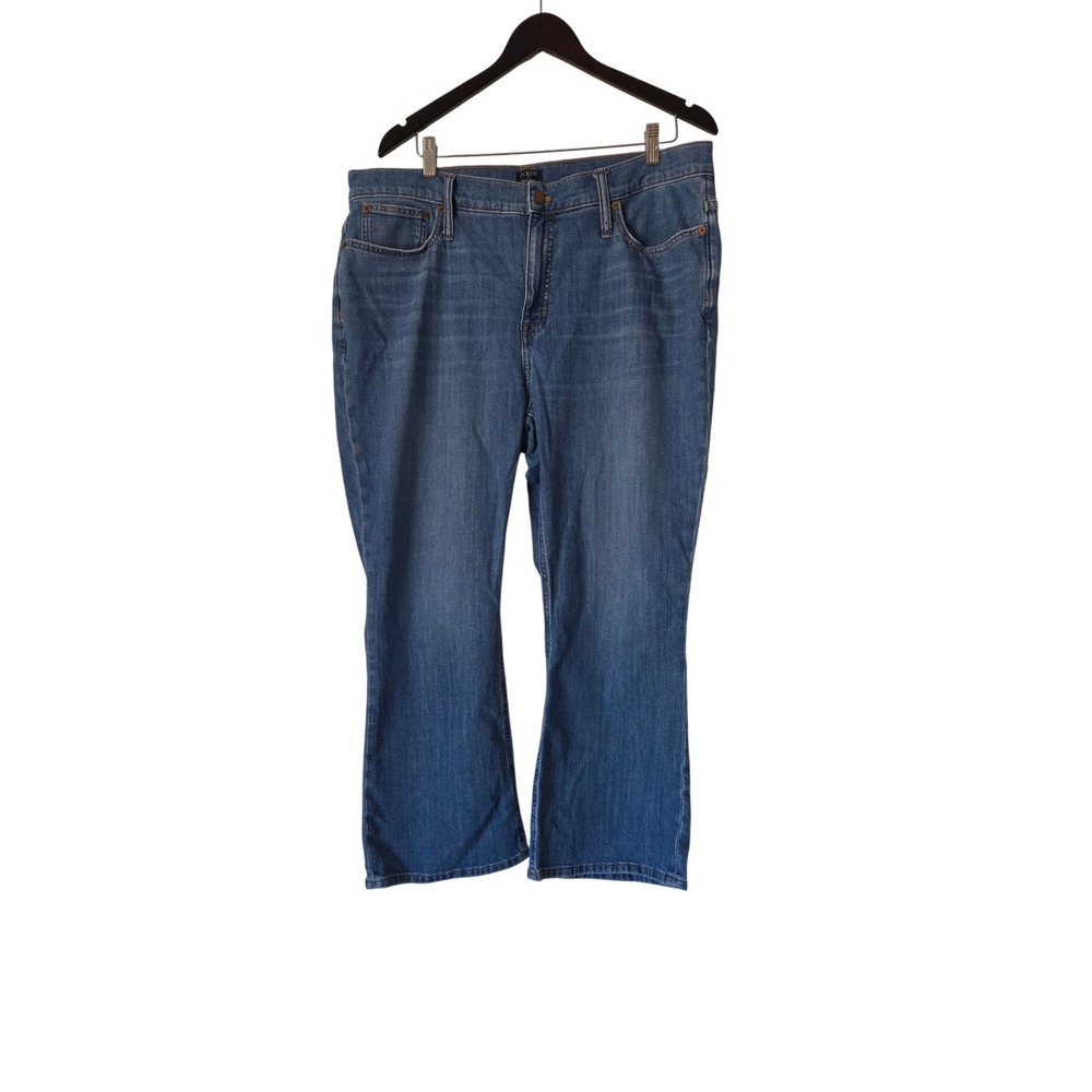 J.Crew Re-Imagined Mid-Rise Flare Crop Jeans Plus Size  34 Blue Stretch Denim